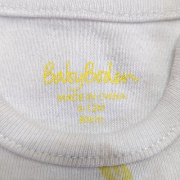 Baby Boden Onesie Size 6-12m White Yellow Duck Long Sleeve - Picture 5 of 6